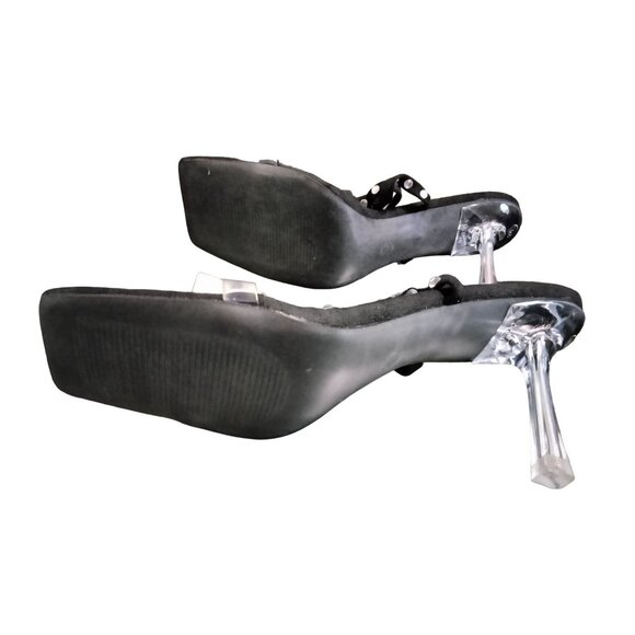 Lala Ikai Clear Strap Square Toe Rhinestone Strappy 3.5" Stiletto Sandals Size 9 - Picture 9 of 12